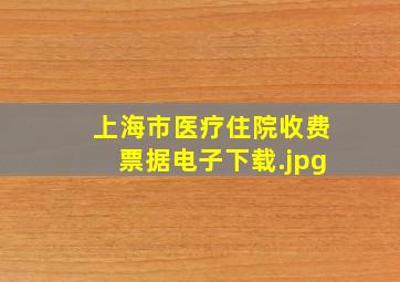 上海市医疗住院收费票据电子下载