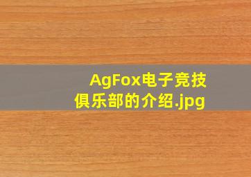 AgFox电子竞技俱乐部的介绍