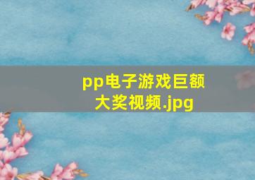 pp电子游戏巨额大奖视频
